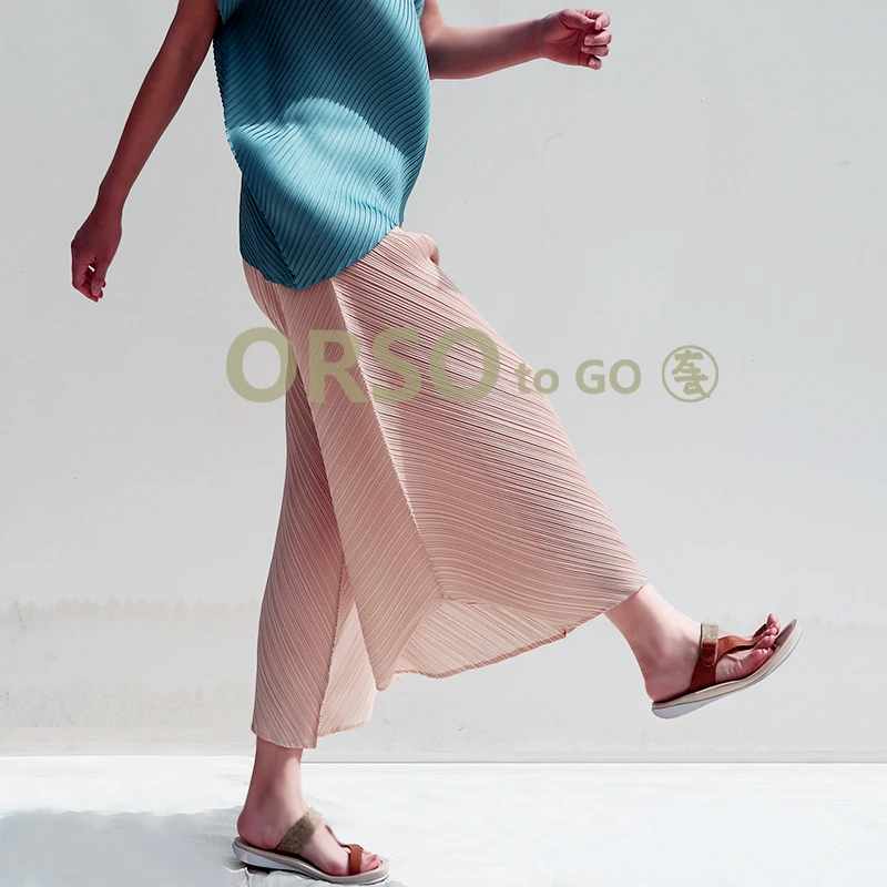Женские широкие брюки Changpleat однотонные плиссированные штаны miяка с высокой