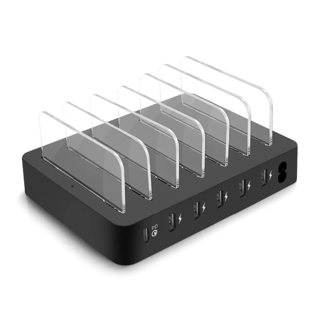 

Mobile Phone 6-port USB Fast Charger Type-C QC 3.0 PD Travel Protocol Max For iPhone Samsung Huawei Millet Tablet PC Portable