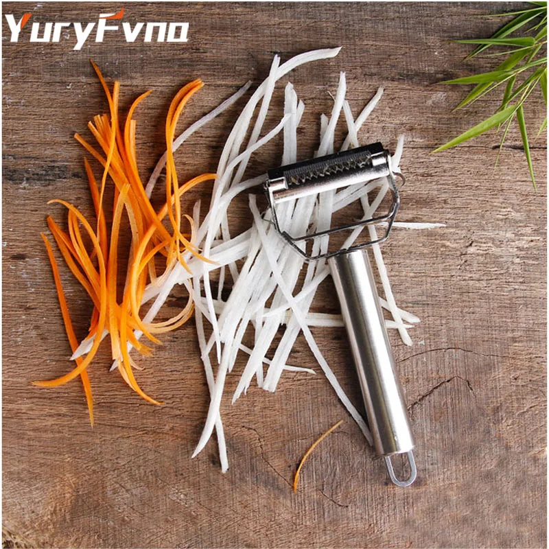 

YuryFvna Vegetable Fruit Julienne Peeler Cutter Sharp Stainless Steel Fruit Potato Carrot Grater Peeler Planing Kitchen Tool