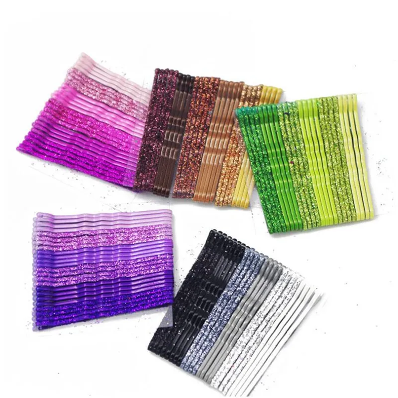 

24pcs 5cm Color Hair Clips Bobby Pins for Women Girls Decorative Hair Styling Accessories Wavy Fashion Hairpins Metal Barrettes