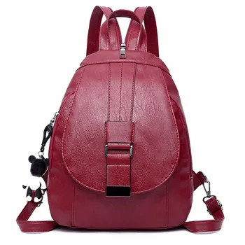 

Maison Fabre women PU leather Backpack Bag Multi-purpose Dual-use Chest Bag Soft Oval Magnetic buckle pure color Mother Bag