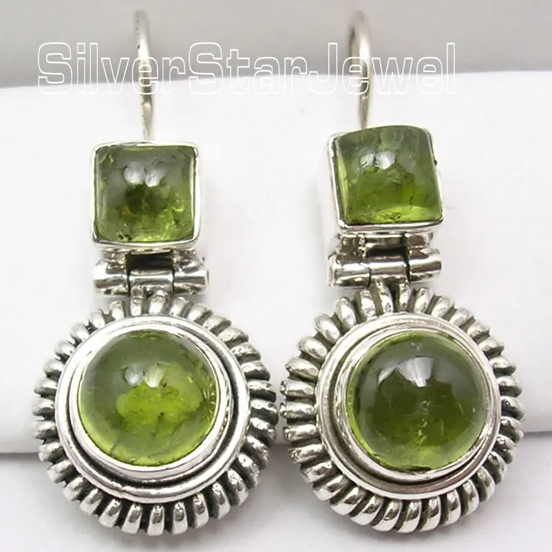 

Silver PERIDOT STONE Dangle Earrings 3.1CM