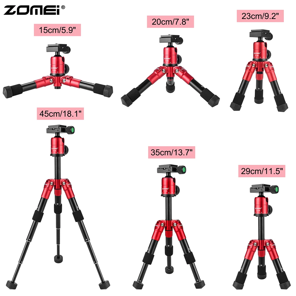 Клубничный красный CK-45 штатив Zomei CK 45 для путешествий Профессиональный легкий штатив мини Настольный Штатив для SLR DSLR камеры смартфонов
