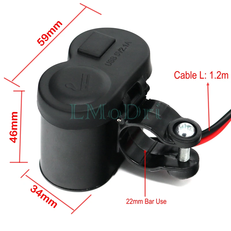 Водонепроницаемый USB адаптер LMoDri на руль мотоцикла 12/24 в|lighter adapter|motorcycle adapterusb port