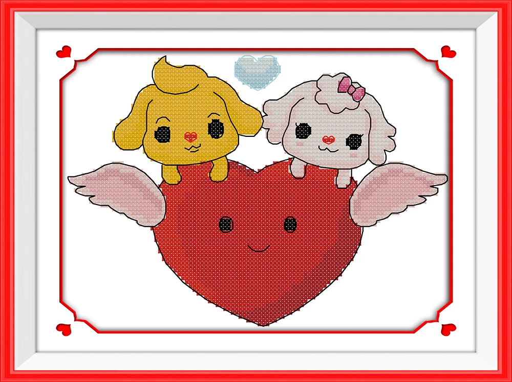 Набор для вышивки крестиком Sweet heart dogs мультяшное Сердце love aida 14ct 14st рукоделие