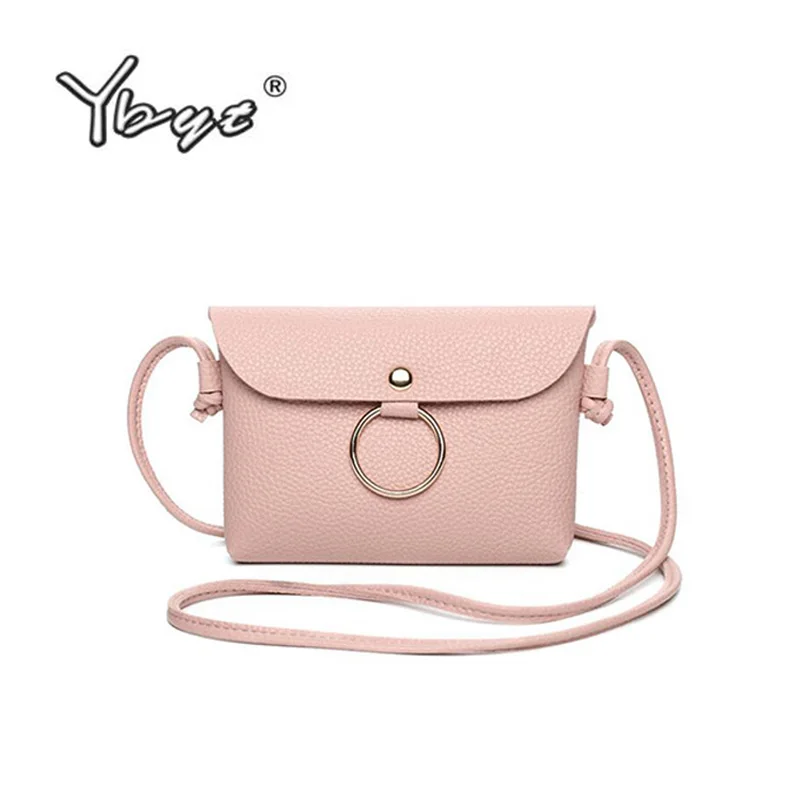

YBYT brand 2018 new simple casual shoulder messenger crossbody bags preppy style round metal Envelope bag women mobile purse