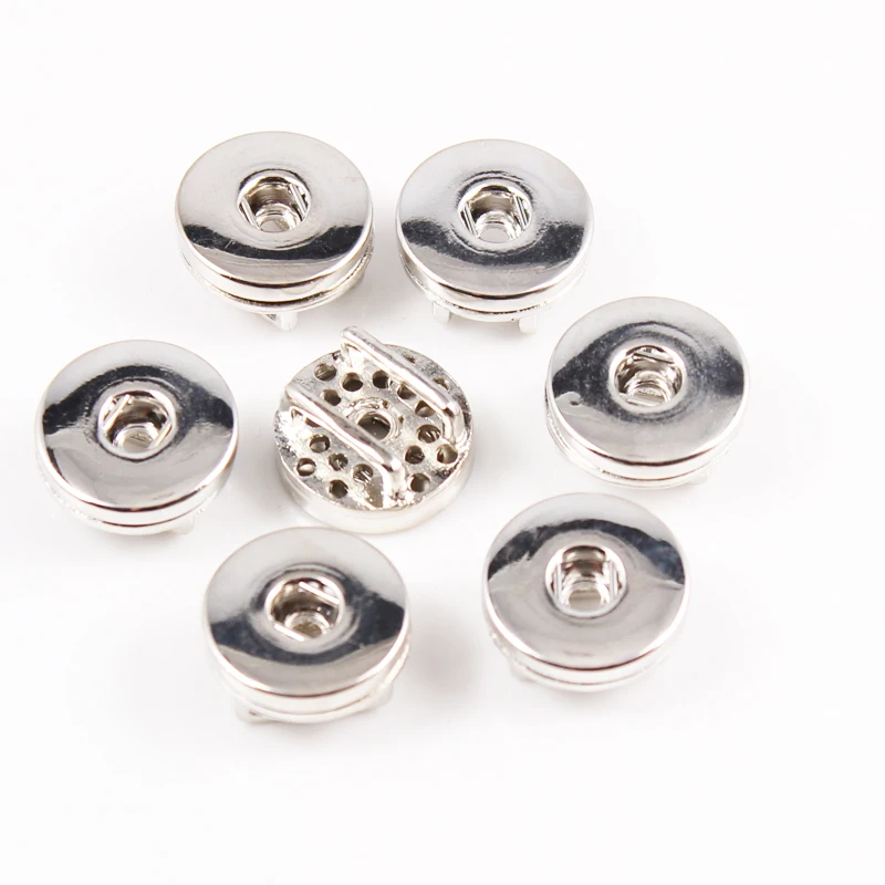 Silver Alloy Snap Button Slide Charm Base For 10MM Leather Bracelet Belt Fit 18MM Snap Button