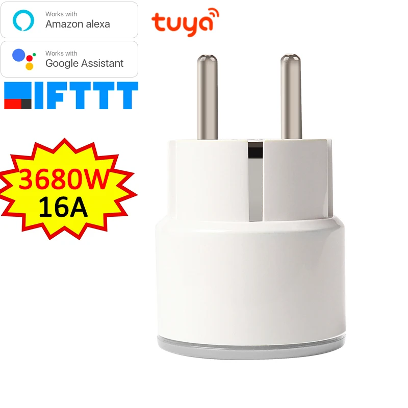 

16A 3680W EU Smart WiFi Plug Socket Power Energy Monitoring Timer Switch Outlet Google Alexa IFTTT Tuya Powered