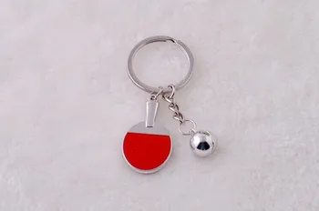 

FREE shipping by FEDEX 100pcs/lot 2014 Wholesale Zinc Alloy Mini Ping Pong Keyring Metal Novelty Sport Keychain for Gift