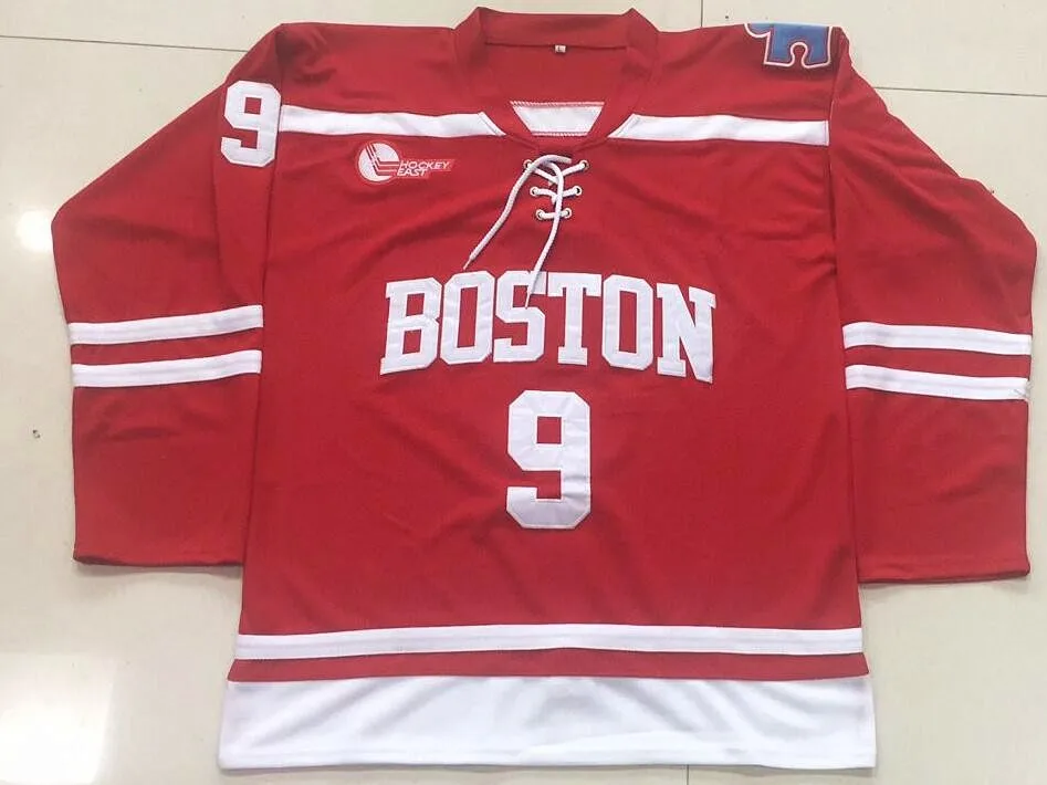 9 JACK EICHEL BOSTON UNIVERSITY HOCKEY JERSEY Embroidery Stitched