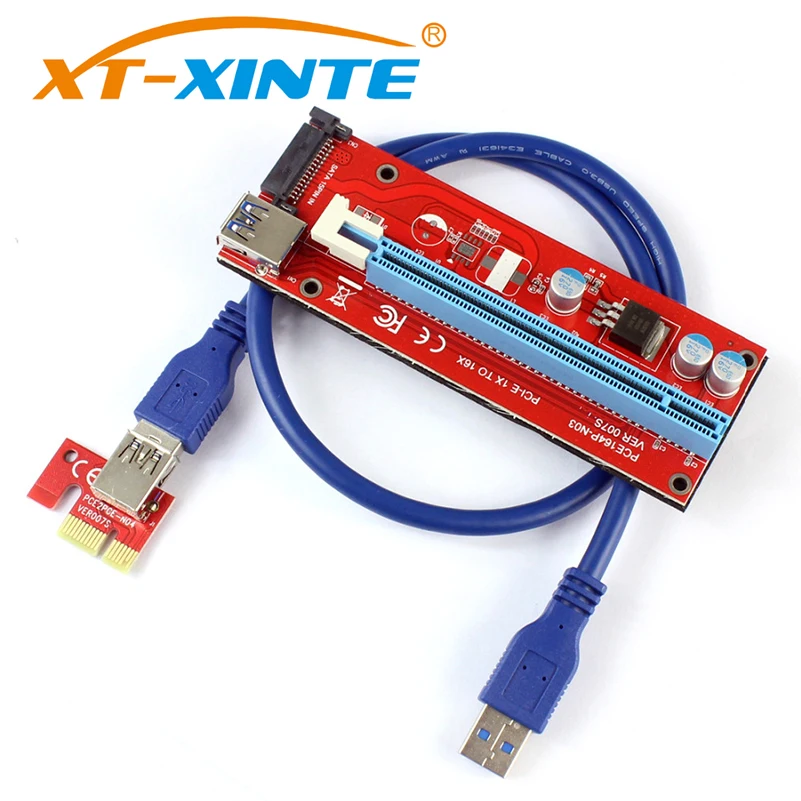 PCIE 1X to 16X Graphics Extension Cord SATA Power Supply Adapter Card for ETH Bitcoin Mining Device