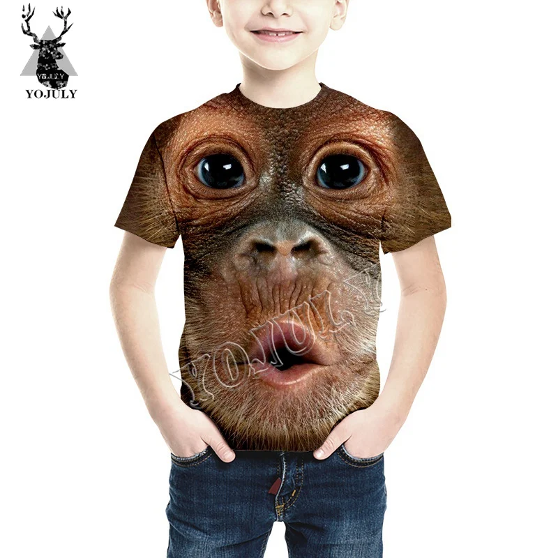 

YOJULY Monkey mouth Funny 3D Print T-shirt Summer Baby Tshirt Child Fashion Casual O-neck t shirt Streetwear Hip hop Tops Y33