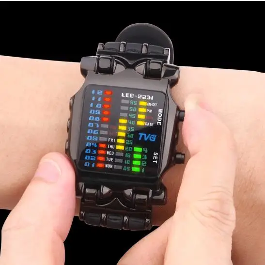 Best buy ) }}2018 new brand TVG Rubber Band waterproof cool geek LED Digital Sports Watches