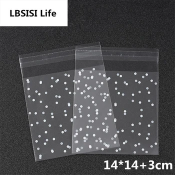 

100pcs 14*14cm Thicker Dot Frosted Candy Cookie Bags Wedding Birthday Party Self Adhesive Plastic Biscuit Packaging Gift Bag