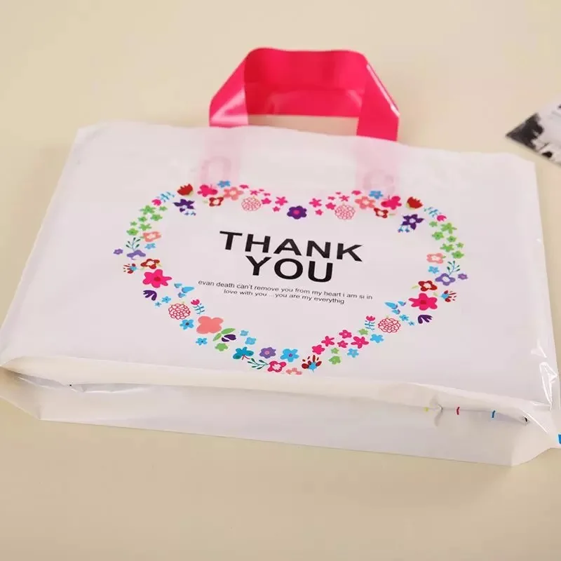 Big white plastic gift bag custom logo plastic bags and packaging with