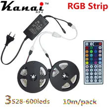 10m 3528 600LEDs Not Waterproof RGB LED Strip with 12V 5A Transformer 44 Key IR controlle Flexible Light Neon Lamp Tiras EU US