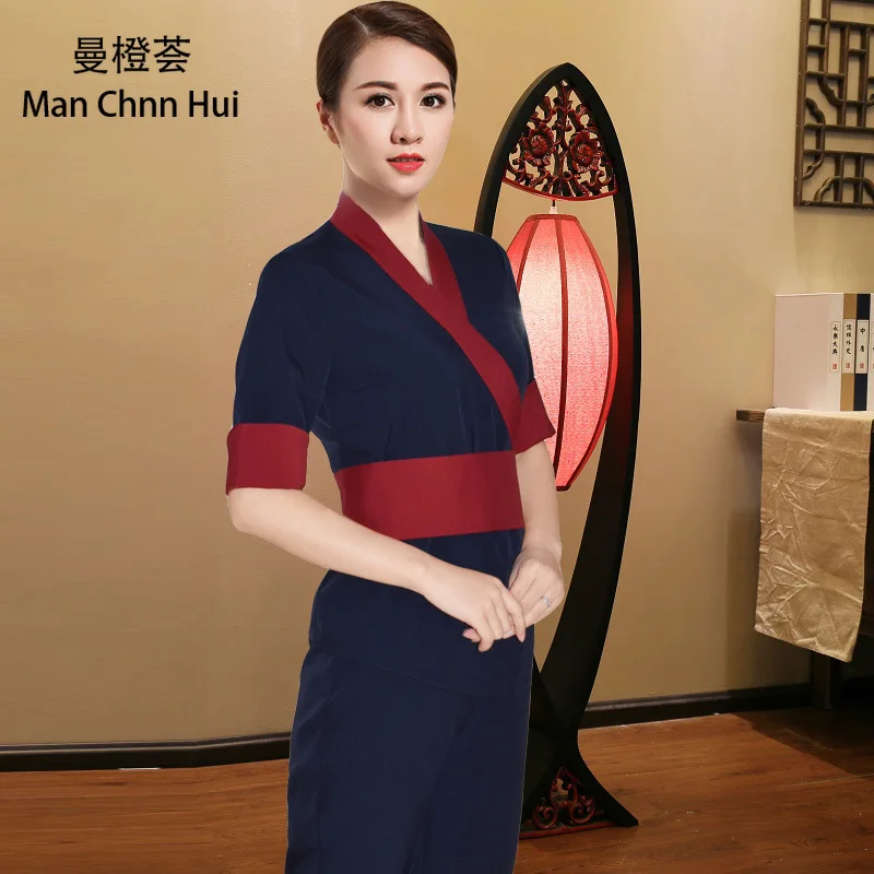 

Beauty salon beautician uniform spa health center work clothes women's foot bath sauna massage health technician clothing suit