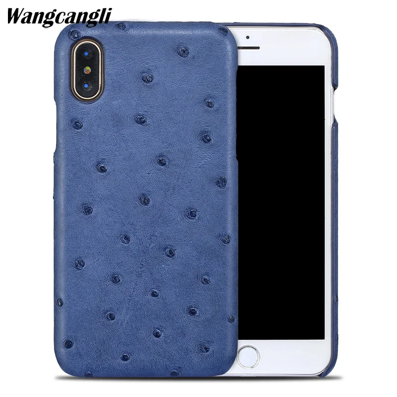 

Wangcangli Genuine leather phone case for iPhone X mobile phone case Ostrich skin Half pack phone protective case