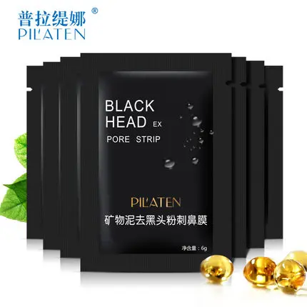 

50PCS black mask PILATEN Tearing style Deep Cleansing purifying peel off Black head Close pores facial mask head pore strips