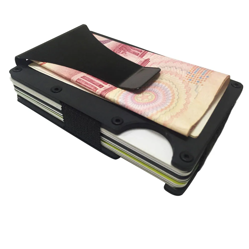 

Metal Mini Money Clip Brand Fashion Bussiness Card Credit Card ID Holder Case With RFID Travel Anti-chief Wallet Men