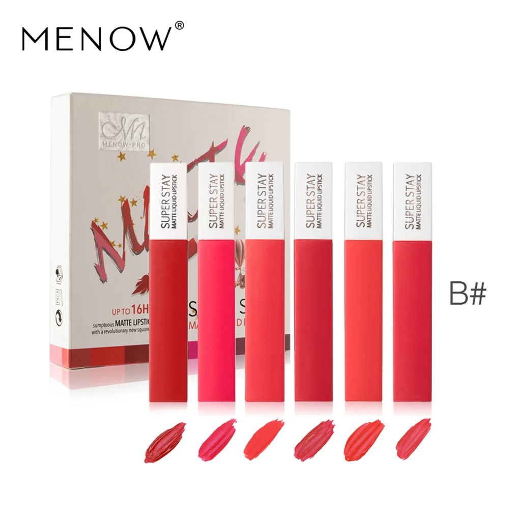 

MENOW 6pcs/set Women Girls Cosmetics Makeup Lip Gloss Long Lasting Waterproof Easy Color Matte Liquid Lipsticks