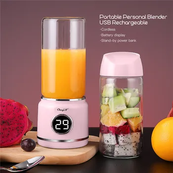 

420ml Cordless Electric Juicer Cup Rechargeable Fruit Blender LED Display Juice Extractor Shakes Smoothies Maker Camping Picnic