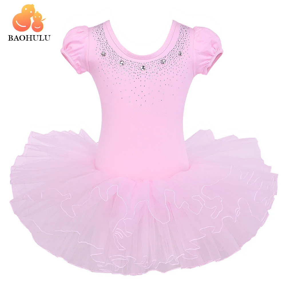 BAOHULU/хлопковое балетное платье-пачка для девочек, танцевальное платье, балетное трико, детская танцевальная пачка, розовая балерина, костюм