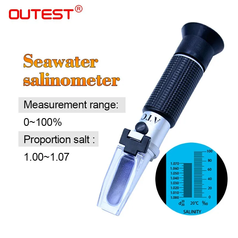 

RZ120 Auto Refractometer Optical salinity meter 0-100% mariculture food seawater salinity tester prism Salt proportion 1.0~1.07
