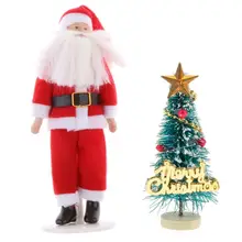 1:12 Кукольный домик Миниатюрный Санта-Клаус модель игрушки и мини-елка куклы дом Рождественские украшения аксессуар