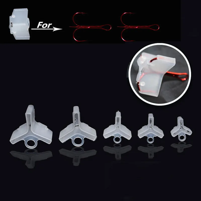 

50pcs Durable White polyethylene Fishing Treble Hooks Covers Case Bonnets Caps Protector Set