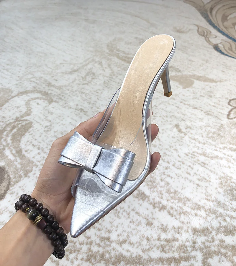 Kmeioo Милая обувь женские свадебные туфли на каблуках ясно открытый носок высокие каблуки Классический Бабочка-Босоножки на завязках слипоны прозрачные стилеты