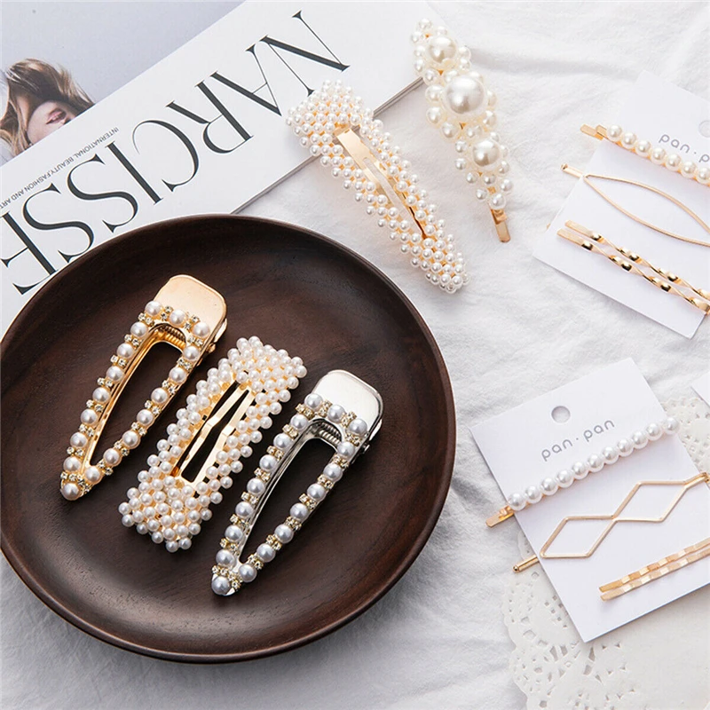 

Women Jewelry Crystal And Pearl Head Wear Hairpin Hair Clip Bobby Pin Women Hair Clips Headwear Headdress