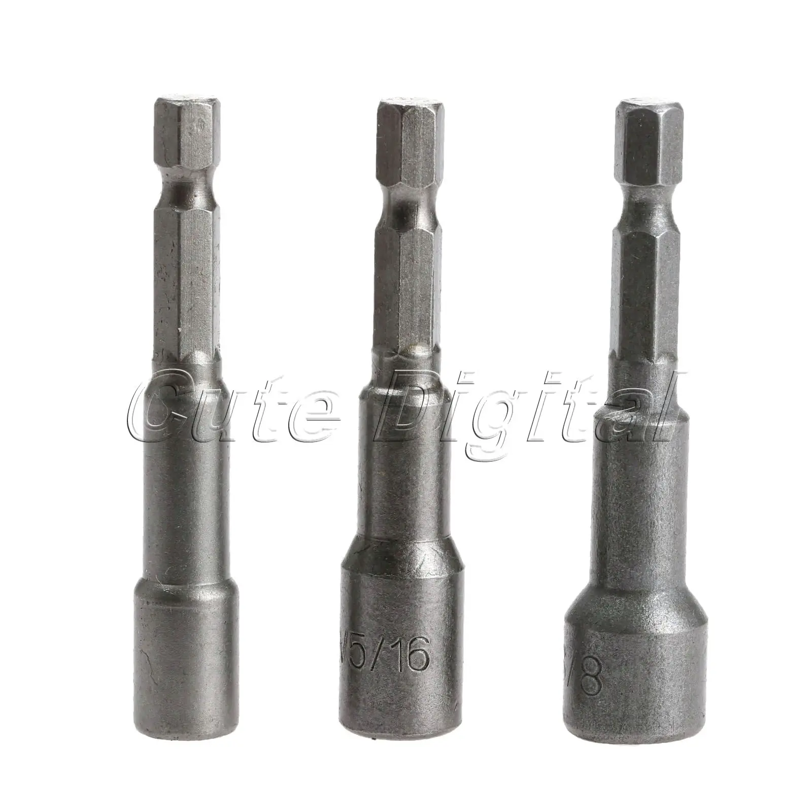 3pcs Nut Driver Set Socket Adapter Hex Drill Bit Screwdriver