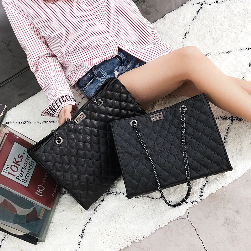 

Luxury 2019 PU Leather lattice Women Handbags Fashion Chain Ladies Shoulder Bags Messenger Bag Female Travel Bag women bag