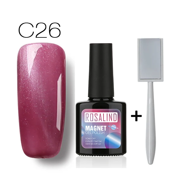 C26 with Magnet Rosalind 10 мл кошачий глаз лак для ногтей Отмачивание высококачественное покрытие 1 цвет с 1 магнитная палочка - Цвет: C26 with Magnet