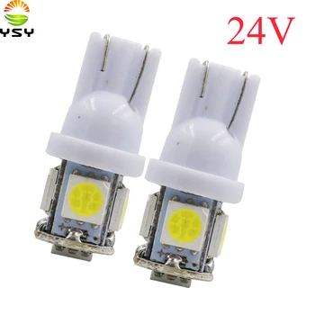 

YSY 500X T10 White Blue Red 5050 5smd Car Light W5w 194 168 Bulbs DC24V Wedge Lamp Parking Bulb Band Decoder Sign Trun Light