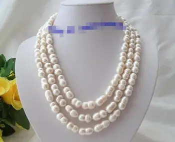 

beautiful 3 row 23 mm baroque white freshwater cultured pearl necklace