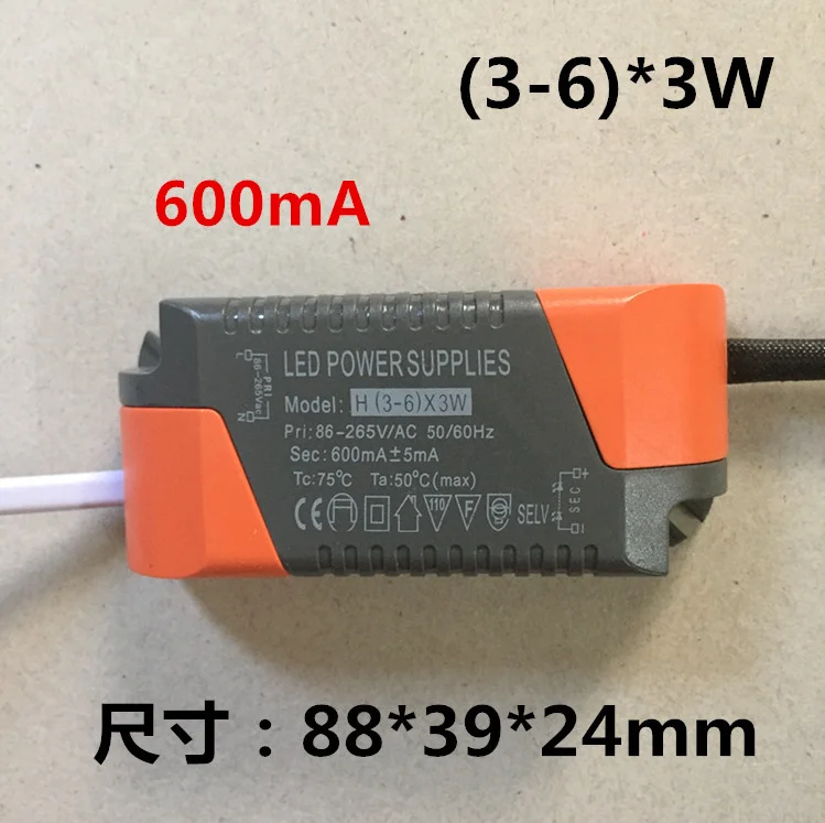 Светодиодный драйвер AC 86-265 V 600mA(3-6)* 3W источник питания трансформаторный балласт для канистры Потолочный светильник Точечный светильник светодиодный