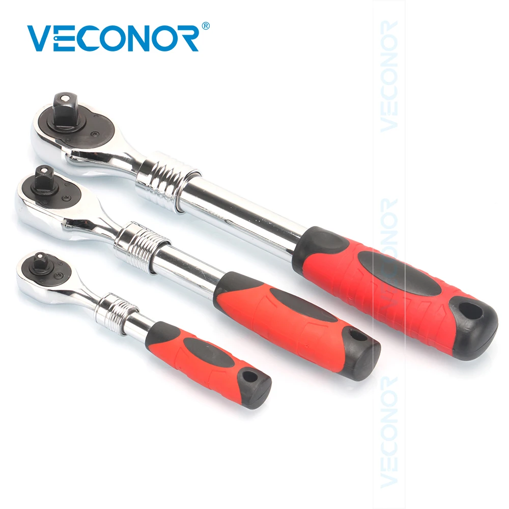

Veconor 1/2" 3/8" 1/4" Stretchable Socket Wrench Ratchet Wrench Spanner Set of Keys Reversible Head High Torque