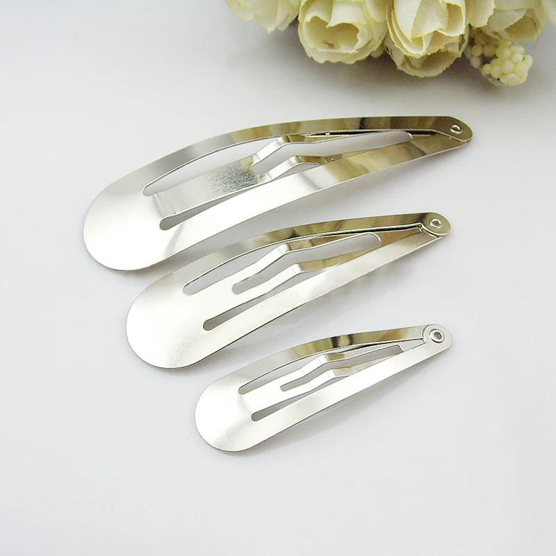 50pcs/lot Silver Tone Snap Hair Clips 30/40/50mm Craft Bow Handmade Diy