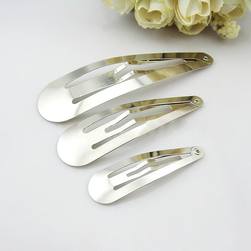 50pcs/lot Silver Tone Snap Hair Clips 30/40/50mm Craft Bow Handmade Diy Hair Accessories For Kid