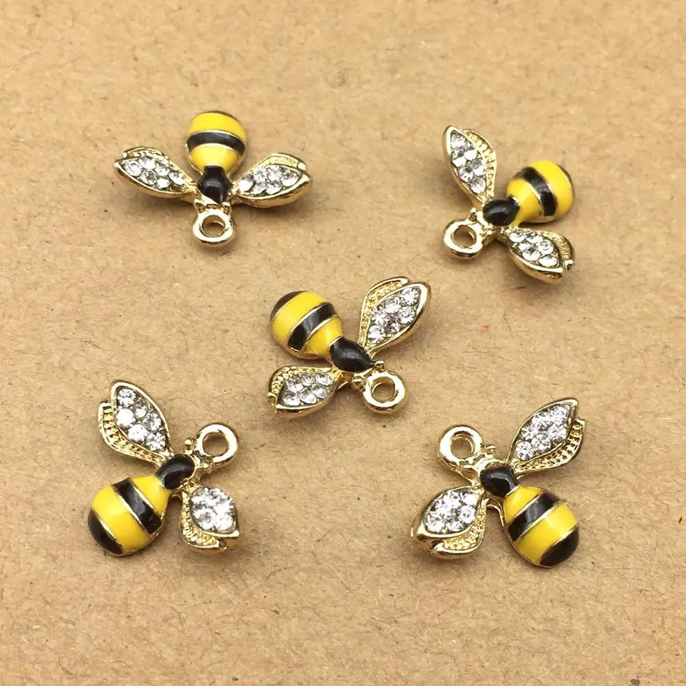 

10pcs 14x18mm enamel bee charm for jewelry making cute earring pendant bracelet necklace charms diy design charms