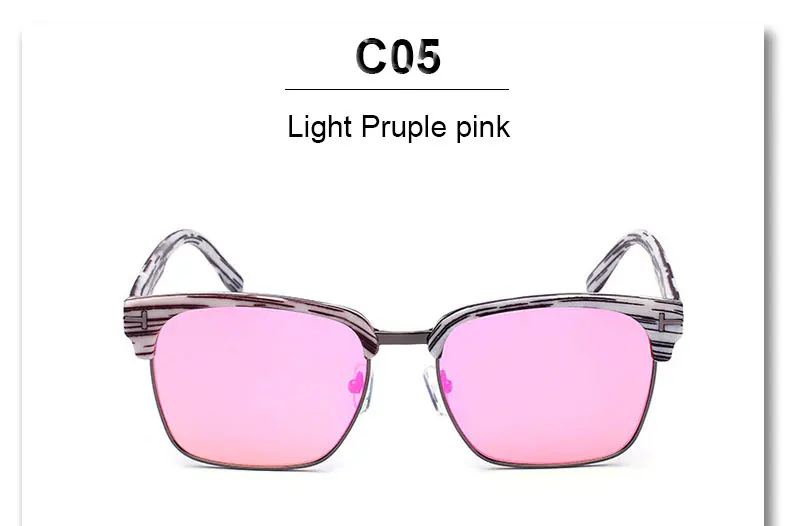 Половина оправы UV400 солнцезащитные очки делать покупки онлайн Брендовая Дизайнерская обувь Пластик деревянная квадратная Для мужчин Для женщин унисекс зеркало солнцезащитные очки мужские оттенки - Цвет линз: Pink lens YD48