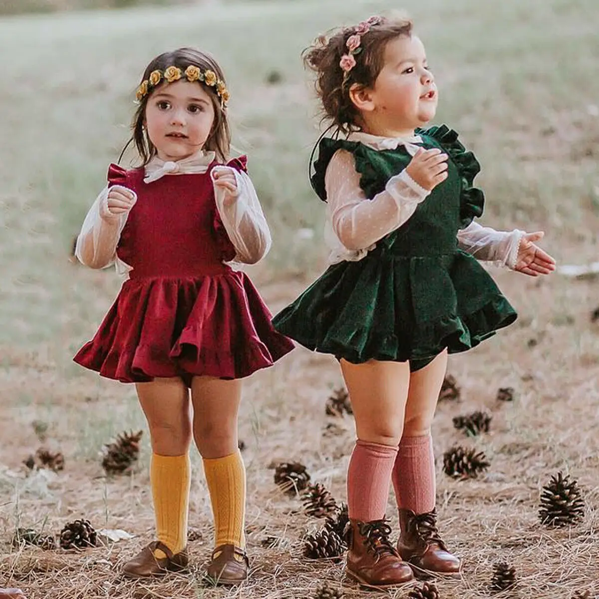 Toddler Baby Girl Solid Sleeveless Ruffles Velvet Backless Princess Dress