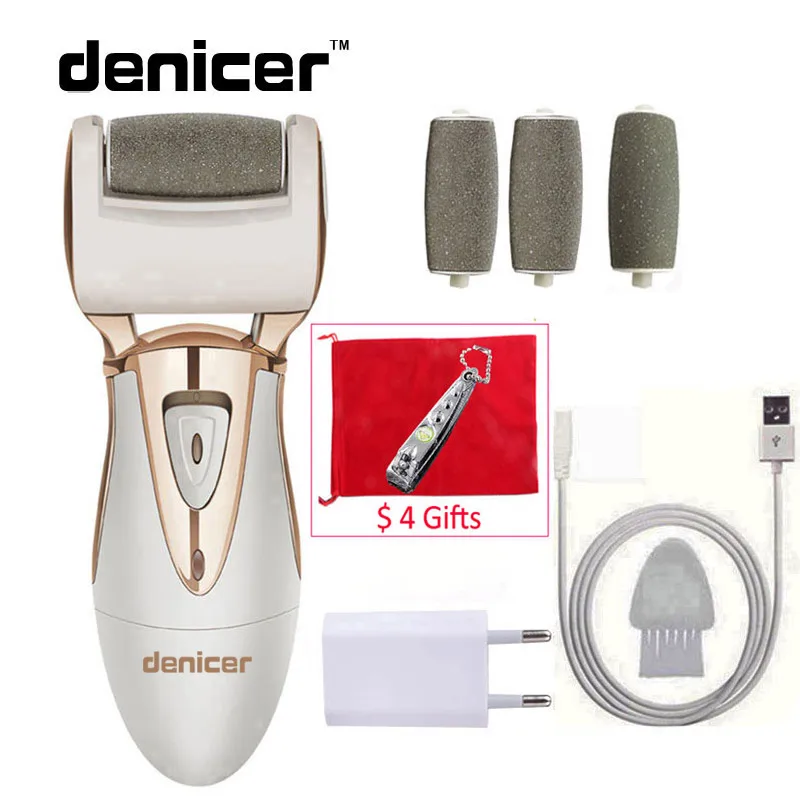 

Hot rechargeable Pedicure Callus remover Electric Pedicure Foot File Function Care Tool for legs+3 Roller heads + Gift
