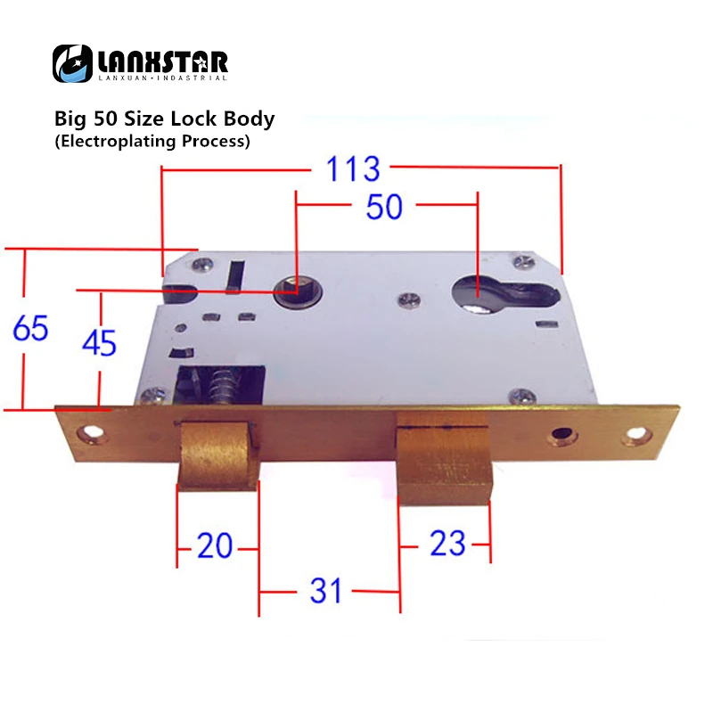Высокое Качество Латунный замок корпус большой 50 маленький 50 мм Стандартный 58 замок врезной дверной ручки замок медные языки замок
