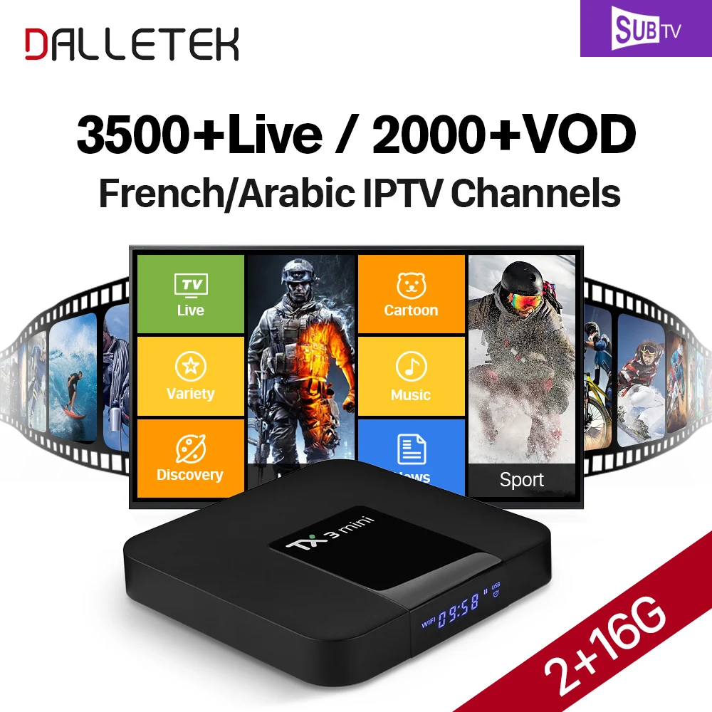 TX3 mini IPTV French Box Full HD S905W 2G 16G Android 7.1 SUBTV 1 year IPTV Subscription IPTV Arabic Belgium Canada French IP TV