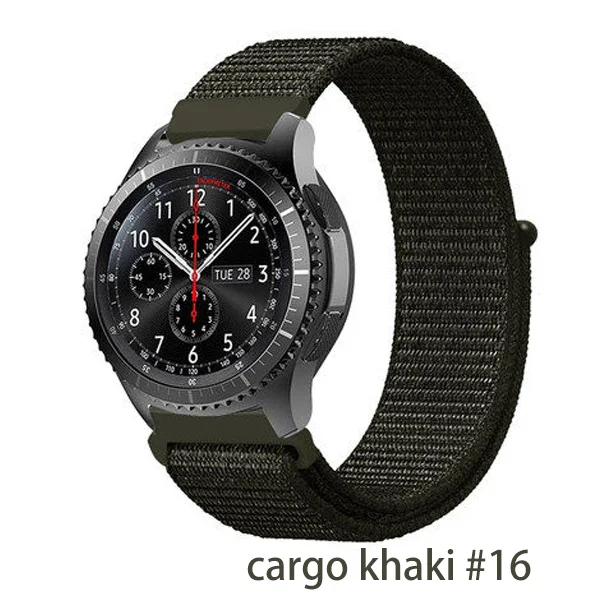 Gear s3 Frontier ремешок для samsung galaxy watch 46 мм 42 мм активный 2 нейлон 22 мм ремешок для часов huawei gt ремешок amazfit bip 20 44 - Цвет ремешка: cargo khaki 16