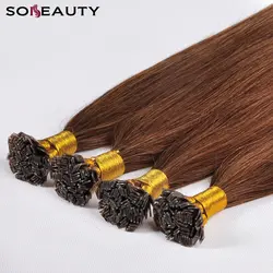 Sobeauty Длинные Шелковистые Прямые хвостики натуральные волосы на застежке расширение плоский кончик волос на заказ размер и цвет