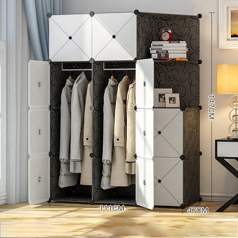 Simple Wardrobe Assembly Plastic Cloth font b Closet b font Space Imitation Solid Wood Panel Simple
